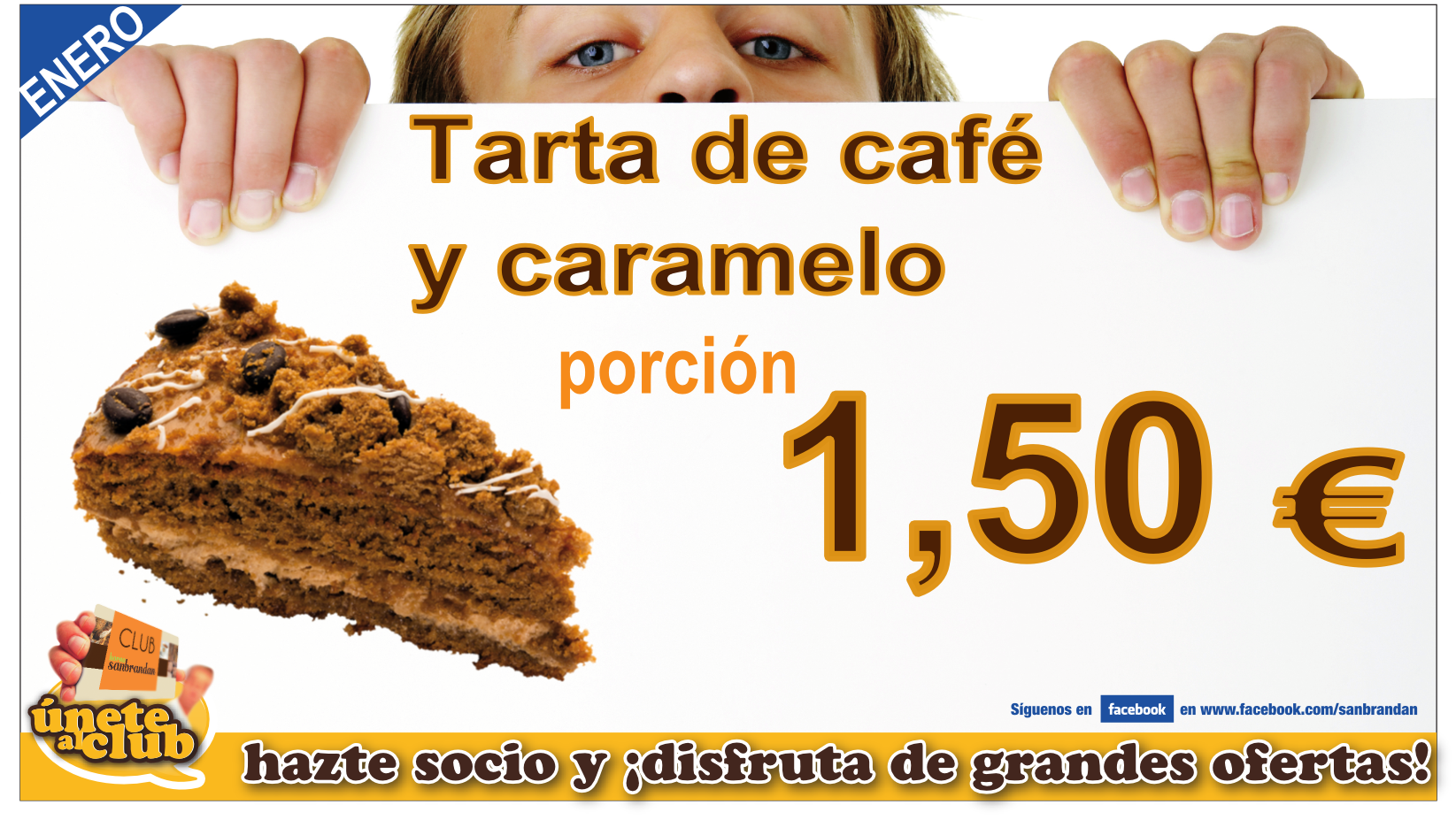 Porción tarta de café y caramelo 1,50 €