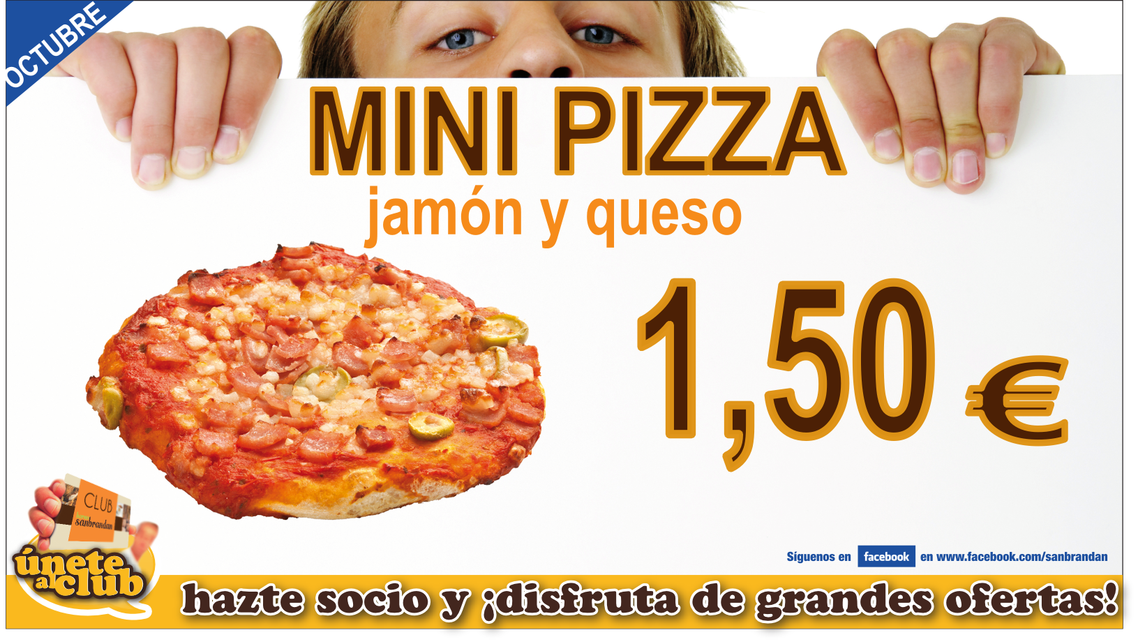 Minipizza jamón y queso 1,50 €